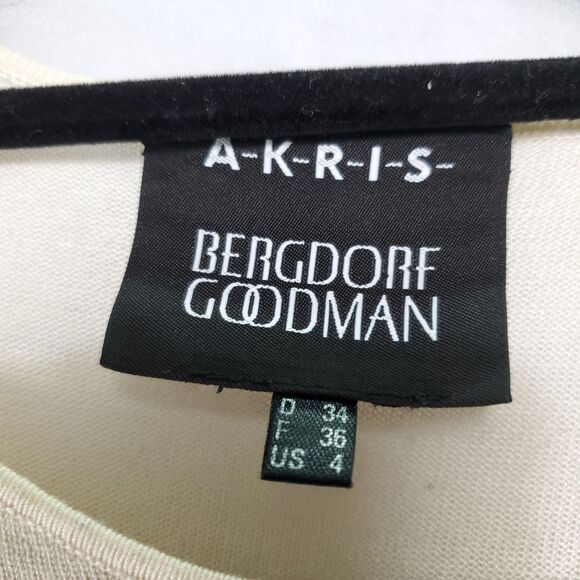 US 4 Akris Cashmere Silk Crew Neck Sweater Long Sleeves Cream Knit Lightweight - Picture 6 of 14